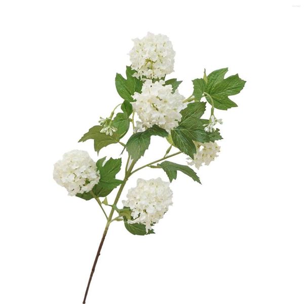 Flores decorativas high end 5 cabeças hortênsia flor artificial seda bola de neve arranjo de casamento casa arte paisagismo