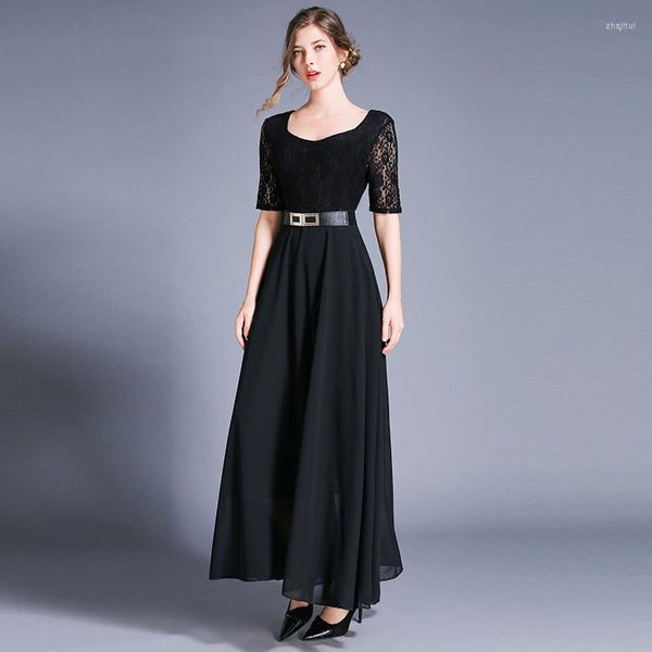 Parti Elbiseleri Moda Gece Elbisesi 2023 Siyah Dantel Gotik Vintage Uzun Tasarım Formal İnce Zarif Lady Robe Giyim G678