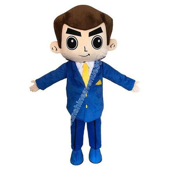 Performance Office Man Mascot Costume Top Cartoon Anime personagem tema Carnaval Unissex Adultos Tamanho Festa de Aniversário de Natal Outfit Outfit Terno