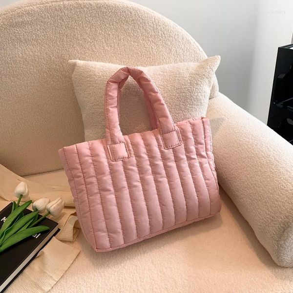 Borse da sera Casual Borsa invernale imbottita in cotone con manico superiore Borsa da donna trapuntata con capacità Latge Borsa shopper femminile Tote Feather Down Shoulder