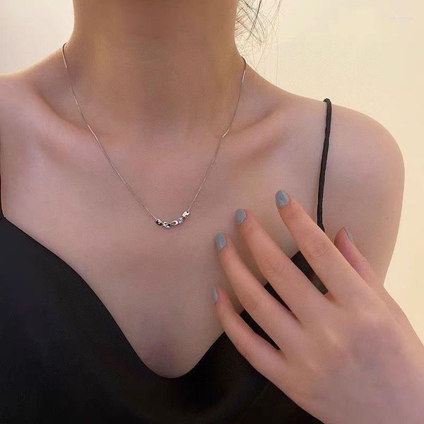 Catene S925 Sterling Silver Korean Edition INS Minimalista Cool Style Geometric Block Collana di moda con taglio irregolare