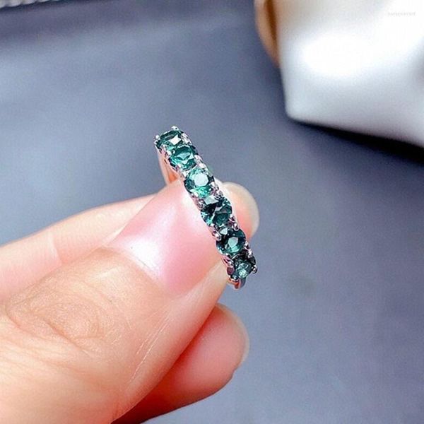 Anelli a grappolo Chic Topazio blu verde Cristallo Zircone Diamanti Pietre preziose Per le donne Oro bianco Colore argento Fine Accessorio per gioielli di moda