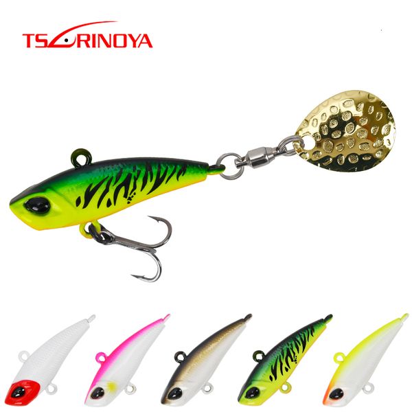 Esche esche TSURINOYA Spinner VIB Set di esche da pesca SPIN MT 12g 17g Affondamento Acqua Ghiaccio Jigging Cucchiaio di metallo Vibrazione Crankbait duro 5 colori 230619