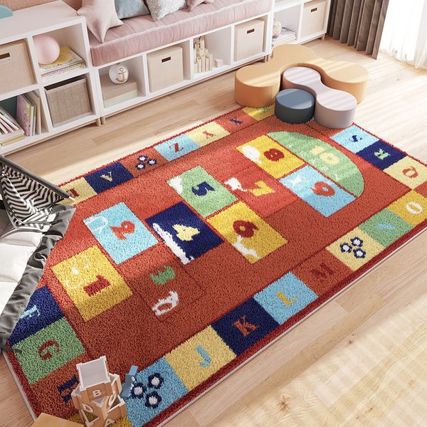 Spielmatten Cartoon Kinderzimmer Teppich flauschig weiche Bodenmatte Mädchen Junge Schlafzimmer Wohnzimmer süßes Baby Krabbelspiel Buchstabenspiel Matte Teppich 230619