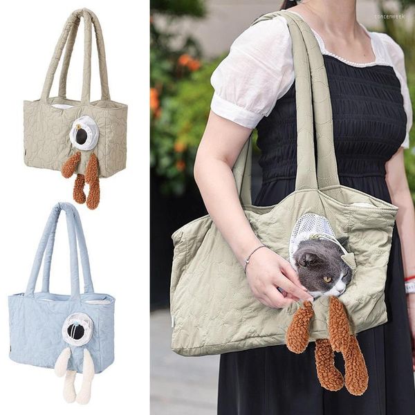 Assento de carro para cachorro cobre ombro bolsa transportadora para animais de estimação dobrável com corda de segurança respirável viagem suave para gato