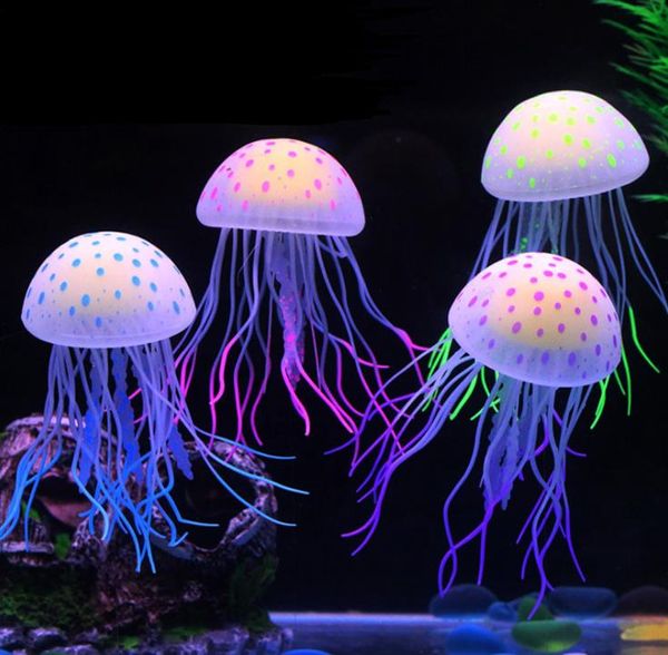 Silikon Künstliche Qualle Glow In The Dark Swim Aquarium Aquarium Dekoration Zubehör