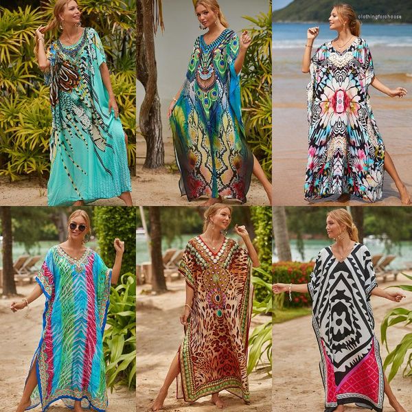 Roupa de banho feminina 2023 Boho Europa Blusas de praia soltas Robes de férias Biquíni Protetor solar Maiô Roupa de banho feminina Casacos Oriente Médio Kuwait