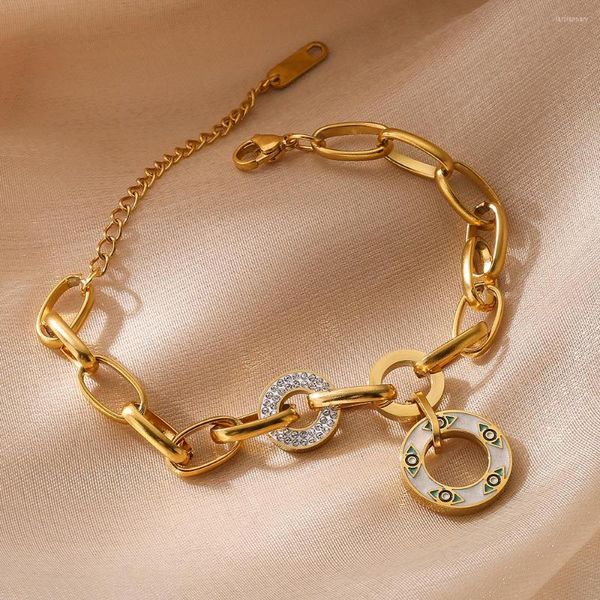 Charm Armbänder Kaufen Sie hochwertige Goldfarbe 316L Edelstahl Schmuck Femme Bijoux 2023 Mode Kreis für Frauen Mädchen