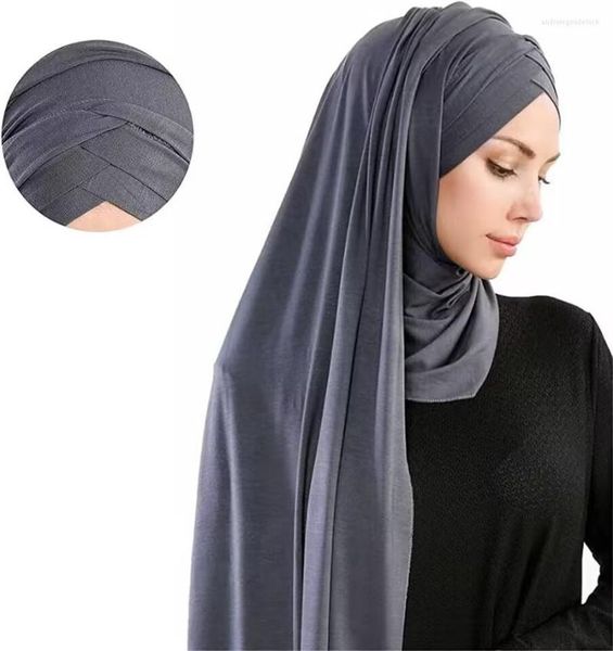 Schals Stretchy Crisscross Instant Modal Jersey Hijab Schal Wrap Cross Bonnet Caps Bufandas Muslimisches Stirnband Frauen Islamisches Untertuch