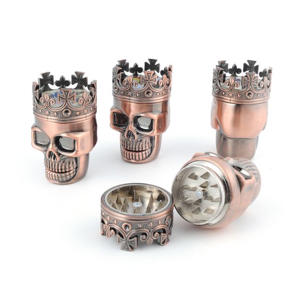 Raucherzubehör Metall King Skull Skull Tabak Kräutermühle Rauchmühle 3-lagige Gewürzmühle Zinklegierungsmühle Magnetsieb Geschenk