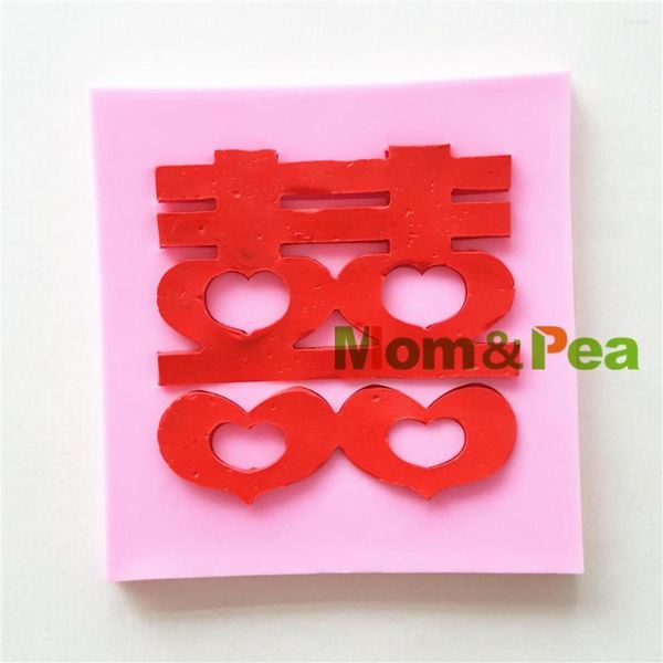 Stampi da forno MomPea 1241-2 Double Happiness Stampo in silicone Decorazione torta Fondant 3D Food Grade