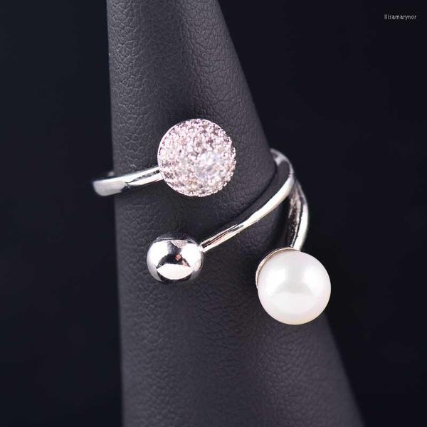 Cluster Rings Kioozol 3 Регулируемый размер для женщин для женщин серебряный цвет свадебное жемчужное кольцо украшения 2023 662 Ko1