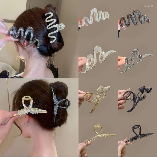 Fermagli per capelli strass perla serpente artiglio clip accessori per feste per le donne 2023 moda coreana ragazza barrette forcina gioielli tiara