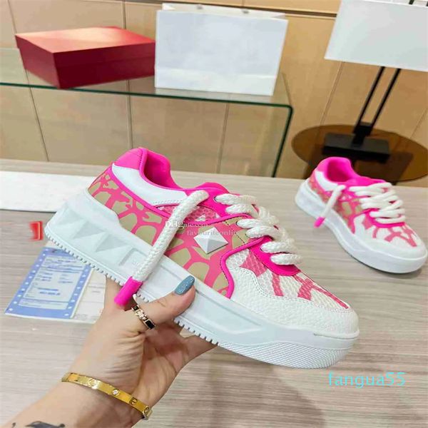 2023-Nome Luxo Feminino Masculino Vestido Plataforma Rosa Sapatos Impressão 3D TPU Lace Up Walk Tamanho 35-44