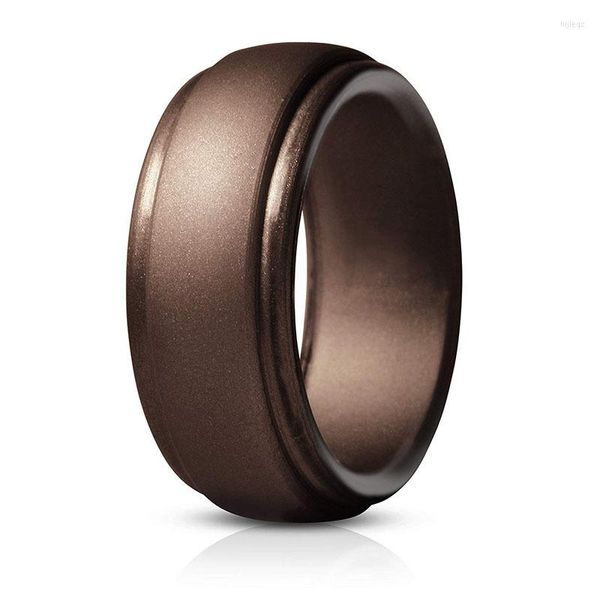 Eheringe Silikonring für Unisex Einfache breite Radian-Schritte Frauen Männer Antik Messing Silber Gold Farbe Schmuck