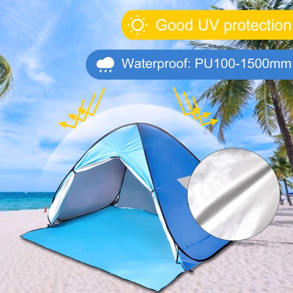 Barracas e Abrigos Barraca de Acampamento Automática Navio da Praia RU 2 Pessoas Instant Pop Up Aberto Anti UV Toldo Abrigo Solar 230617