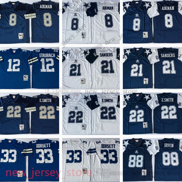 NCAA Throwback Football Troy Aikman Maglie Retro Stitch 21 Deion Sanders 22 Emmitt Smith 8 Tony Dorsett 54 Randy White 88 Michael Irvin Roger Staubach