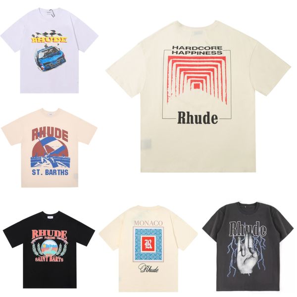 Rhude Summer Designer T-shirt casual da uomo top di lusso monogramma stampato camicia da uomo e da donna manica corta moda T-shirt Skateboard tendenza camicia da uomo
