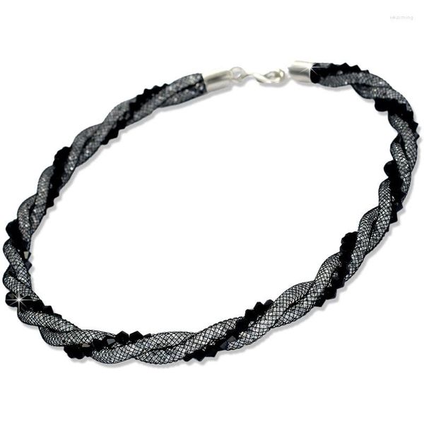 Ketten Miasol Multilayer Stränge Twisted Geflochtene Kristall Mesh Kette Statement Halsketten Für Frauen Schmuck Geschenke