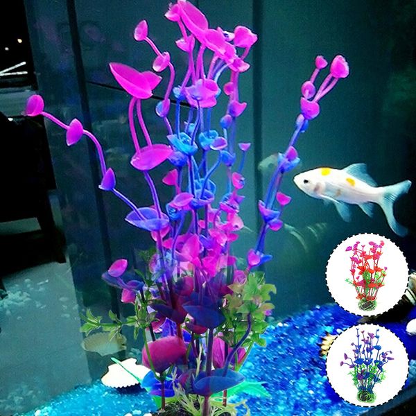 Dekorationen Lila Blume Künstliche Gefälschte Kunststoff Pflanze Aquarium Aquarium Zubehör Dekoration Ornament Unterwasser 230619