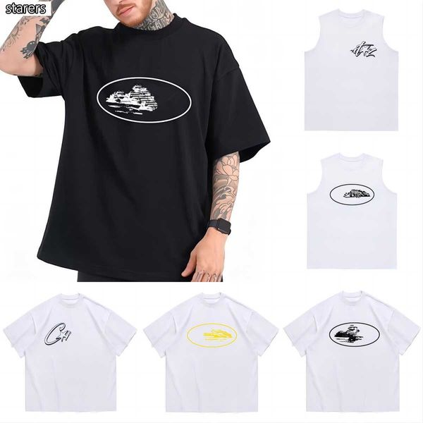 2023 Designer Corteizs camiseta American Street Hip Hop Letter Print Manga Curta T-shirt Moda Masculina Marca Verão Solta Gola Redonda Meia Manga Colete Alcatraz S2