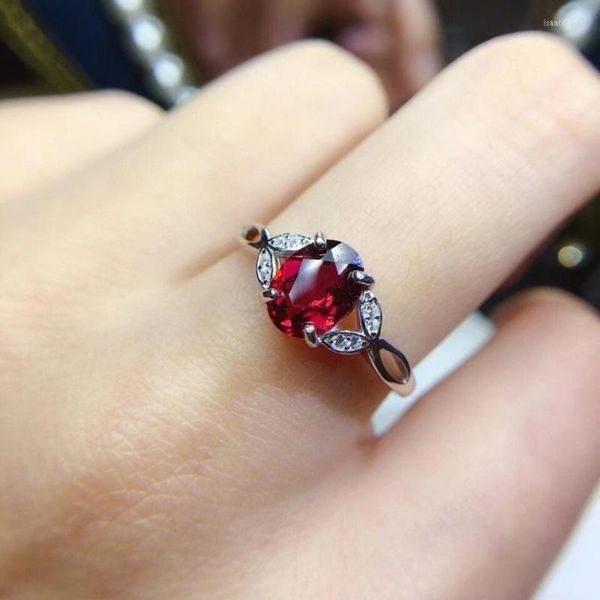 Кластерные кольца Ruby Tourmaline Простой темперамент открытый кольцо женское модное украшение