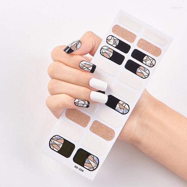 Adesivos para unhas 22 pontas/folha sólida e trêmula para unhas estampadas Conjunto de adesivos faça você mesmo Decalques de designers de moda