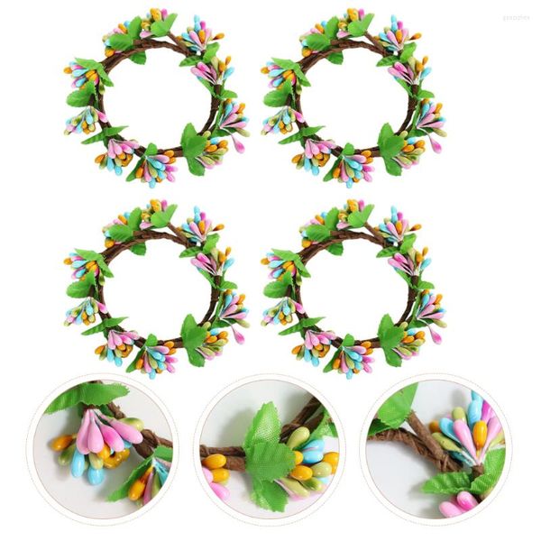 Flores decorativas 4 pçs anel de páscoa porta decoração guirlanda ao ar livre simulação guirlandas florais guardanapo frontal festa papel artesanal verão