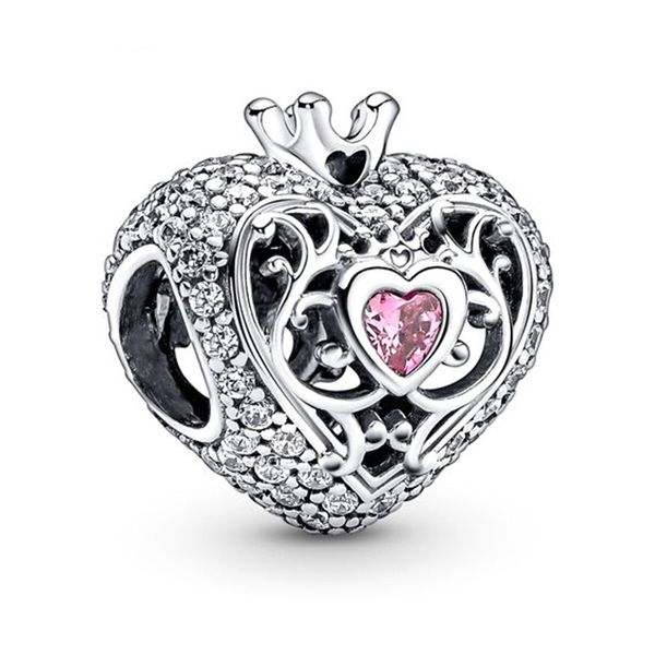 Fit braccialetto di fascino Pandora oro rosa europeo argento corona principessa cristallo argento ciondoli perline catena serpente fai da te per gioielli collana braccialetto