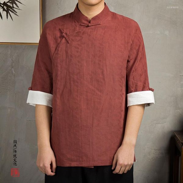 Этническая одежда Традиционная китайская для мужчин мужской мандаринский воротник блузка наряд Wushu China Tops