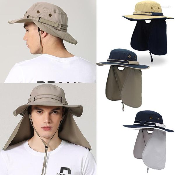 Boinas unissex de verão chapéus de sol para homens homens ao ar livre viseira UV Proteção de caça a caça de pesca chapéu removível de duplo propósito pescador boné