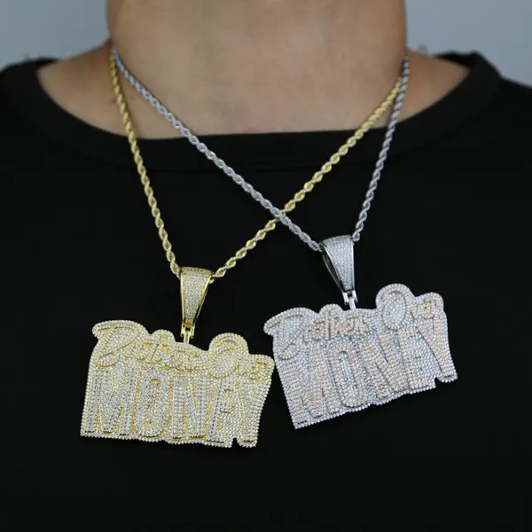 popolare collana con ciondolo lettera per donna uomo bling 5A zircone cubico pavimentato gioielli hip-hop miglior regalo