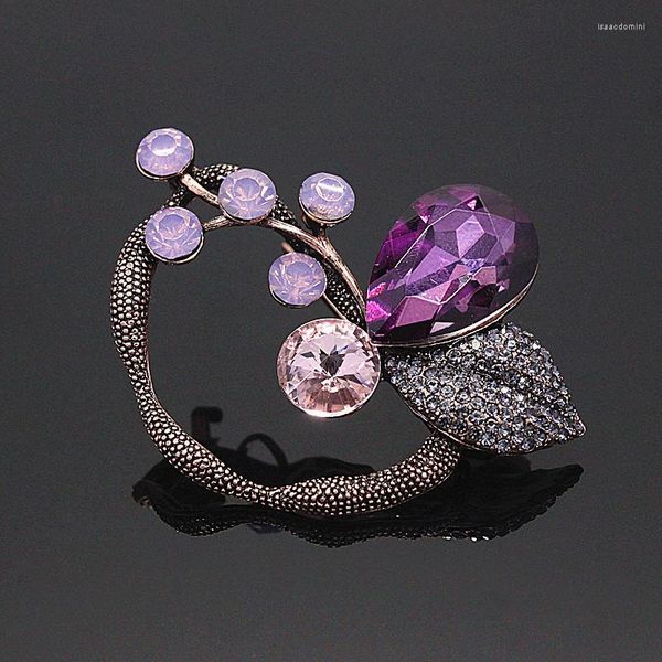 Spille Fashion Large Leaf For Women 2023 Vintage Original Purple Crystal Flower Spilla Pins Plant Jewelry Wholesale