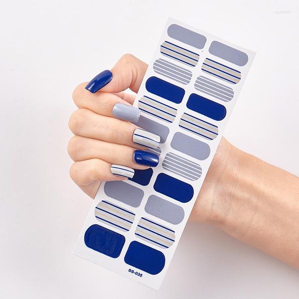 Adesivi per unghie 22 punte/foglio tinta unita e strisce autoadesive per manicure a strisce