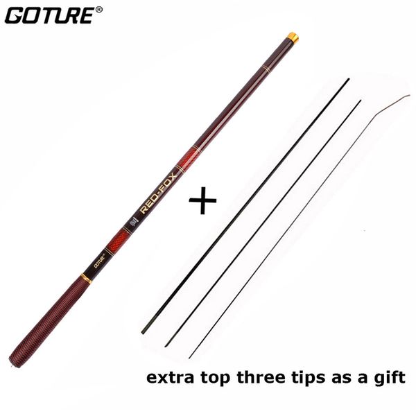 Tekne Fishing Rods Goture Kırmızı 3.0 7.2m Akarsu Çubuk Karbon Fiber Teleskopik Ultra Hafif Sazan Kutup Tenkara Takımı 230619