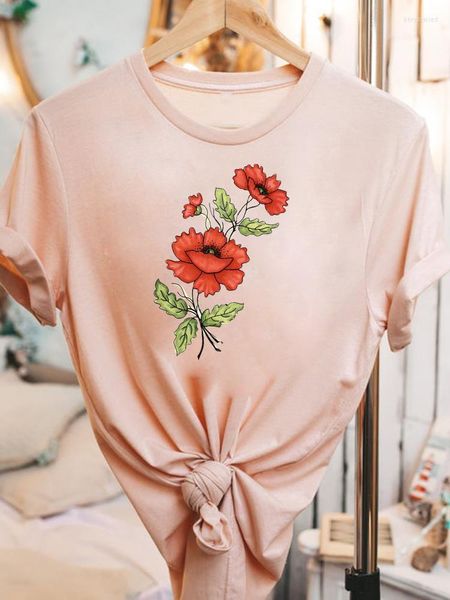 Kadın Tişörtleri Sıradan Bayanlar Moda Kısa Kol Kıyafetleri Çiçek 90s Trail Tavan Giyim Grafik Tee Kadın Kadın Baskı T-Shirts