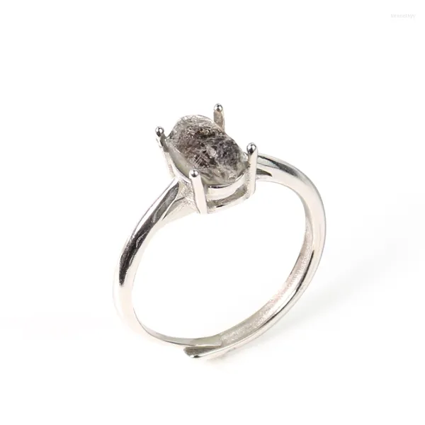 Cluster Ringe Natürlicher Herkimer Quarz Ring Doppelpunkt Kristall Energie Stein Heilung Positive Hochzeit Braut Frau Schmuck Geschenk