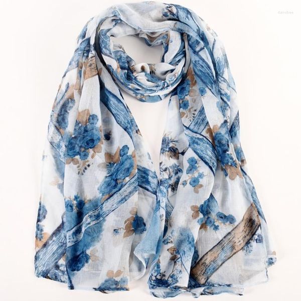 Schals Frühling Herbst Baumwolle-leinen Gefühl Schal Chinesische Tuschemalerei Rose Blumen Schal Und Wrap Dame Foulard Blume Hijab Stolen YR083