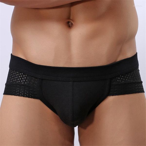 Unterhosen Marke Männer Unterwäsche Sexy Low-taille Mesh Höschen Männer Briefs Homosexuell Sheer Hipster Atmungsaktive Löcher Herren Nahtlose Dessous