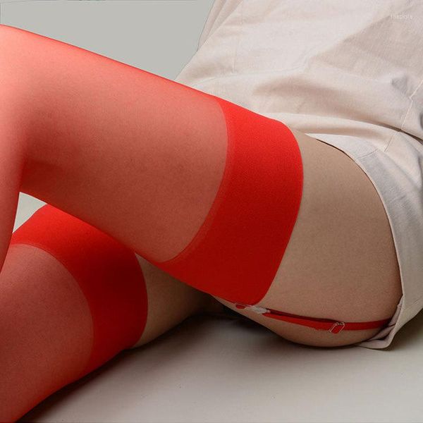 Calze da donna Soild Color Medias De Mujer Rib Cut Top Calze autoreggenti Calze ultra sottili di seta trasparente Sexy senza cuciture