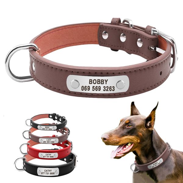Hundehalsbänder und Leinen, groß, langlebig, personalisiertes Halsband, PU-Leder, gepolstert, Haustier-ID, individuell für kleine, mittelgroße Hunde, Katzen, Größe 4, 230619