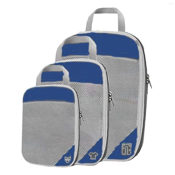 Duffel Bags 3pcs Sıkıştırma Paket Küpleri 3 Farklı Boyutlar Yeniden Kullanılabilir Çift Zipçe Küp Bagaj Organizatör Backpacker Home