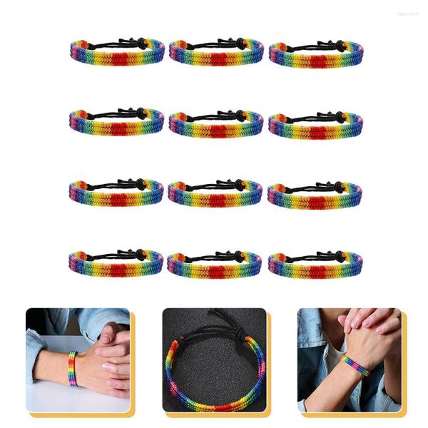 Charm Bracelets 12pcs Pulseira de Tecido Decorativa Moda Trançada Corda Orgulho Para Mulheres Homens Presente