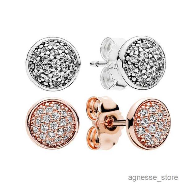 Orecchini a bottone con disco diamantato pieno Set di gioielli hip-hop in oro rosa per donna Uomo con orecchini originali per fidanzata in argento sterling R230619