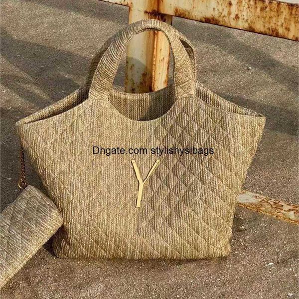 Bolsas de praia Bolsas de grife de palha Bolsas femininas Bolsas de praia Gaby Simples e generosa Bolsa de compras com carteira ID Eleganteyslbags