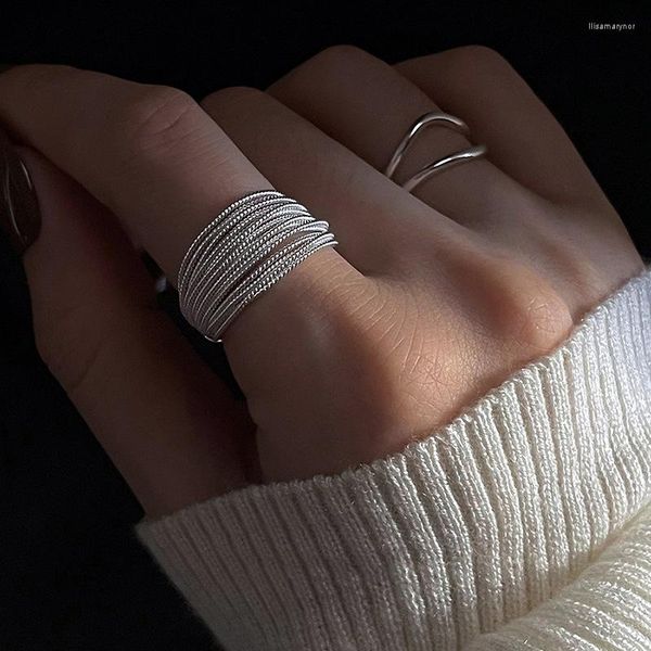 Cluster-Ringe ROPUHOV 2023 Ring mit geschichtetem Design, minimalistisch, modisch, mehrere Schichten von Drahtsträngen, High-End-Frauentrend