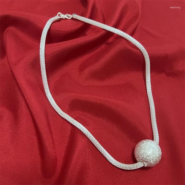 Ketten verkaufen 925 Sterling Silber Frosted Ball Network Chain Charm Frauen Dame Halskette Modetrends Schmuck Geschenke