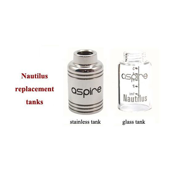 Originale Aspire Nautilus 5ml Tubo di ricambio in vetro Pyrex Serbatoio in acciaio inossidabile scavato per serbatoi Aspire Nautilus Atomizzatore Clearomizer Glassomizer Autentico