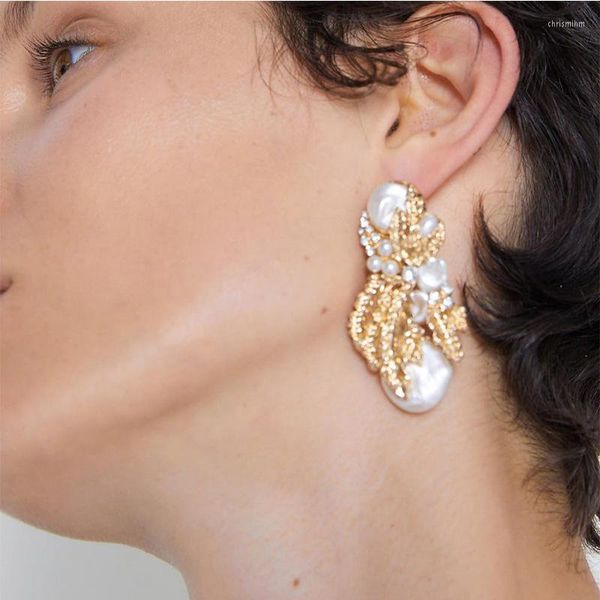 Baumelnde Ohrringe JURAN Perlenohrring für Frauen Goldfarbe Kristallperlen Tropfen Trendiger Schmuck Statement Brincos Geschenke
