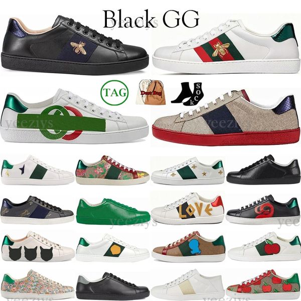 Designer Casual Sneakers Traforato Interlocking Snake Chaussures Pelle Ace Bee Ricamo Strisce Walking uomo donna Sport Trainers Tiger Running Shoes